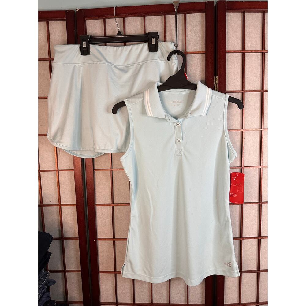 BCG Baby Blue (Women's Tennis Sleeveless Polo Shirt XS +Tennis skirt Medium NWT